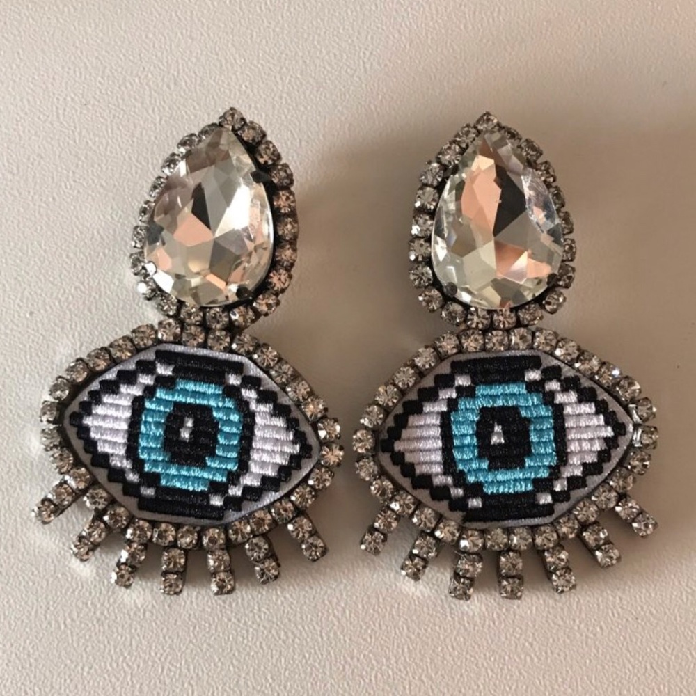 🧿 Blue Evil Eye Crystal Embroidery Rhinestone 🧿 - Picture 2 of 5